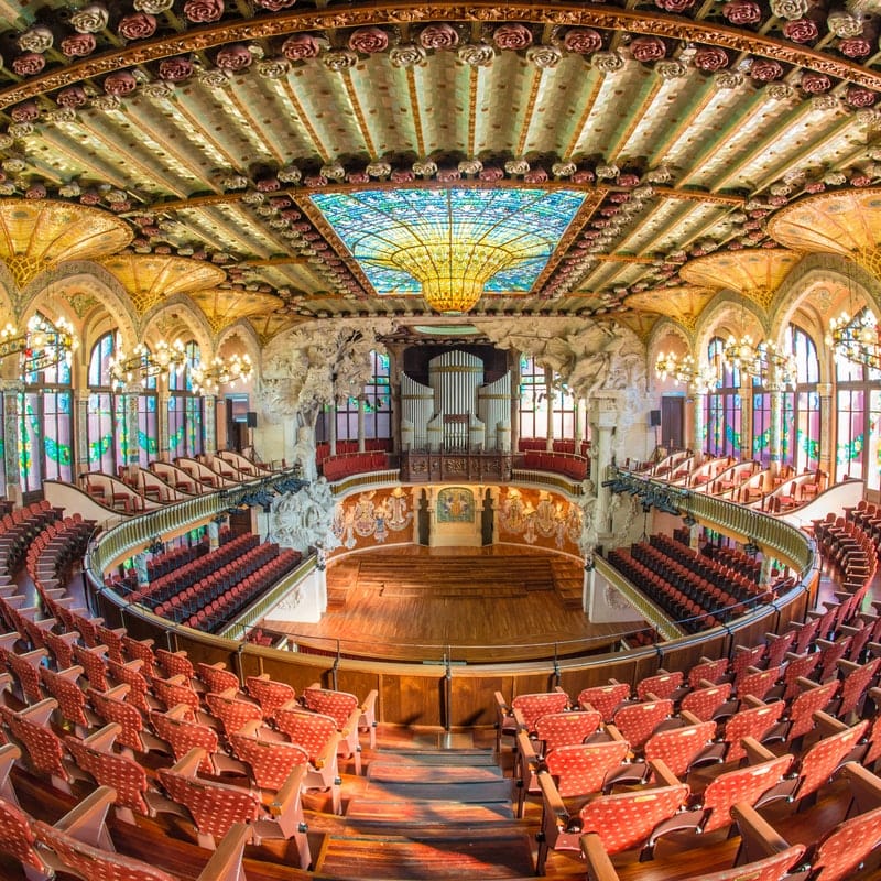 Interior of the Palau de la Musica in Barcelona