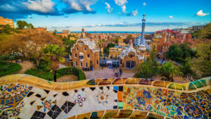 View over the Parc Gruell in Barcelona, Spain
