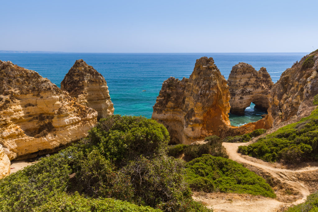 Rocks and ocean near Lagos in southern Portugal