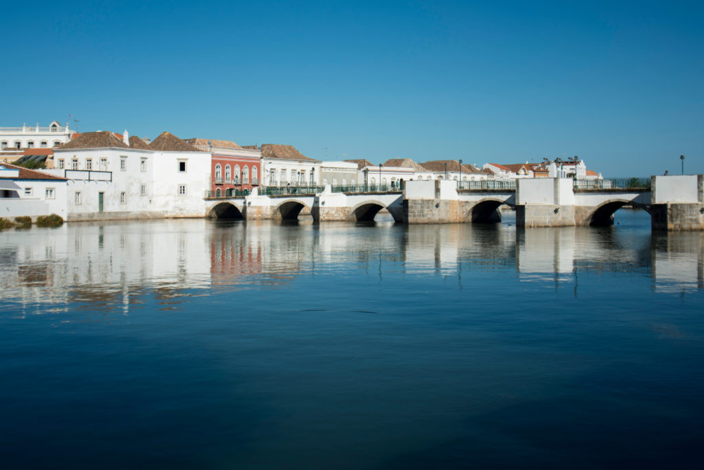 Roman Bridge spanning the river at Tavira in the eastern Algarve