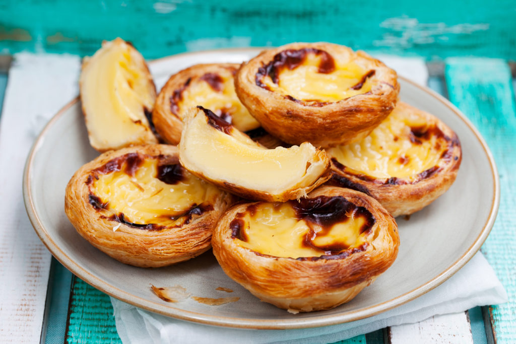 Plate of Portuguese egg tarts