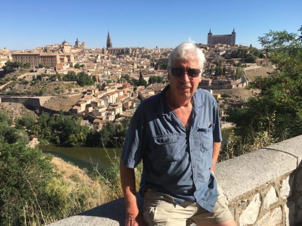 In front of the classic view of Toledo, Spain