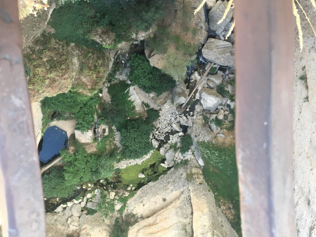 View looking down from the bridge at Ronda.