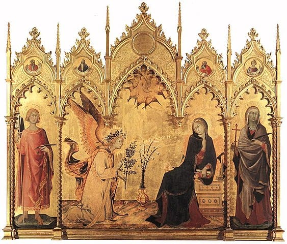 The Annunciation with St. Margaret and St. Ansanus by Simone Martini and Lippo Memmi (1333) 