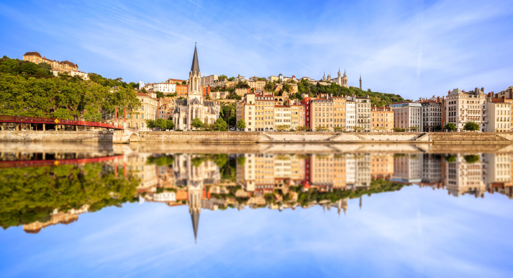 View of the old town of Lyon from the river