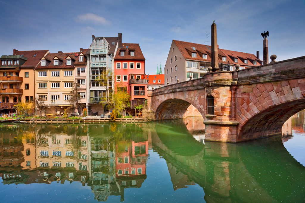 Nuremberg and bridge in Germany