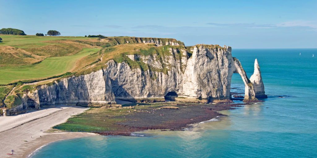 Panoramic landscape of the famous cliff of Etretat, Normandy, France