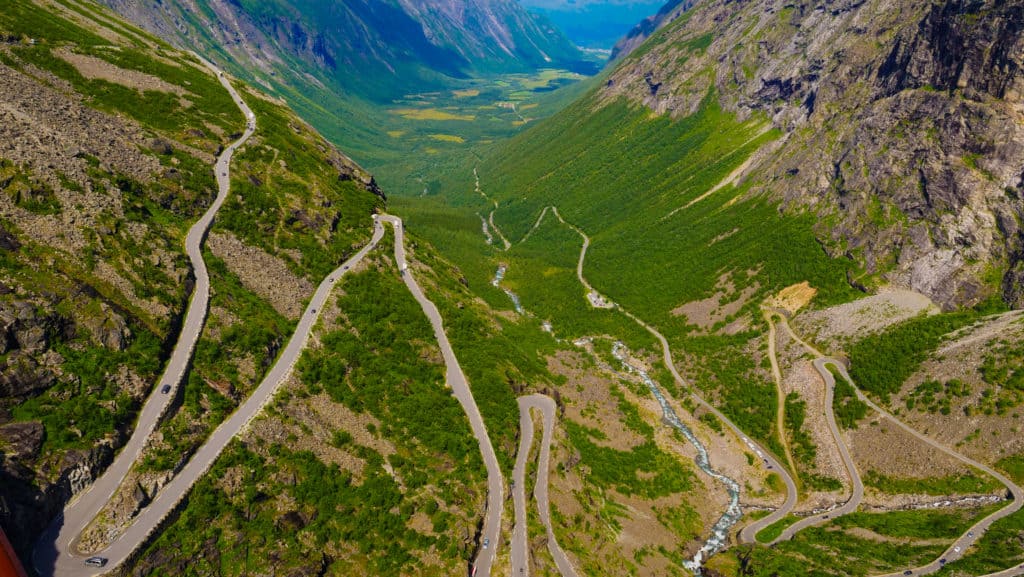 A very steep and twisting road in Norway