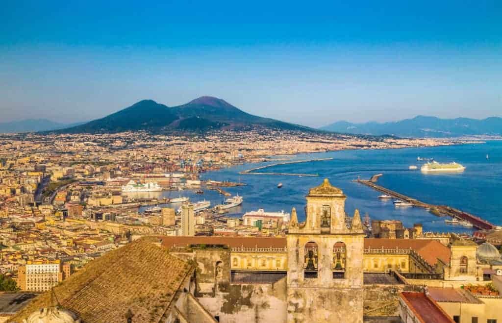 View over the Bay of Naples and Vesuvius.