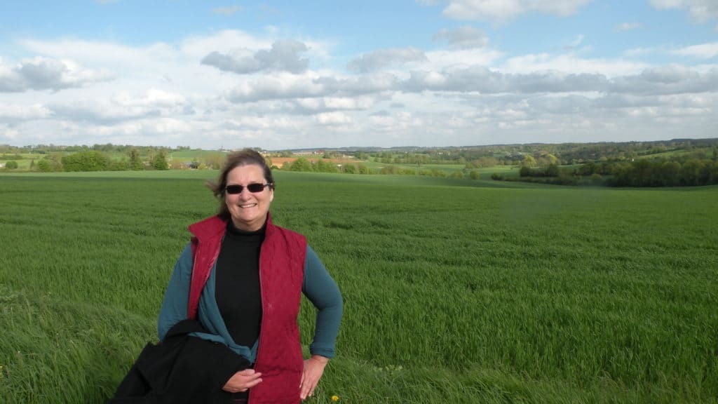Carol Cram in Normandy countryside