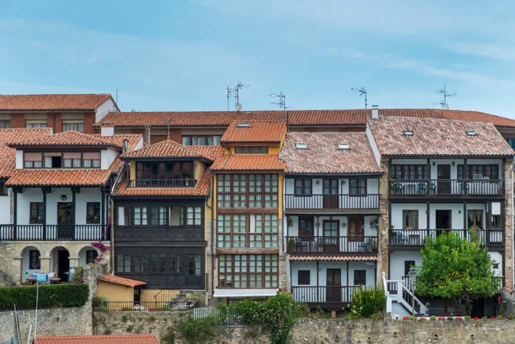 Traditional houses in Llanes, Asturias, Spain.