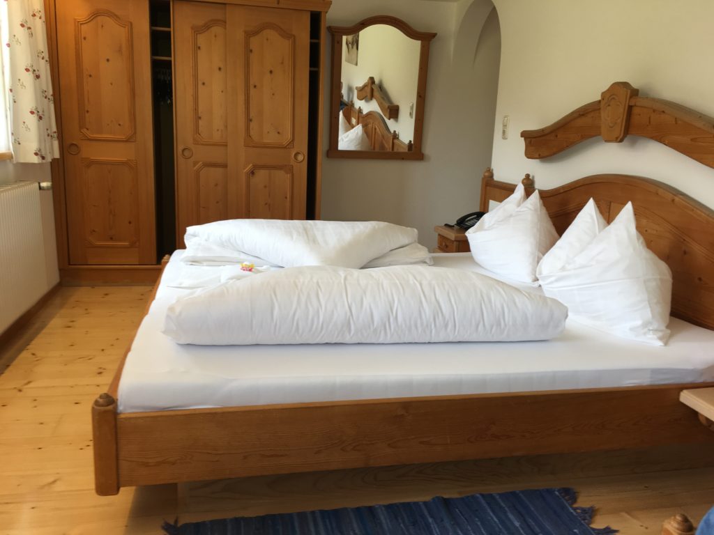 Interior of a double room at the Gutshof zum Schluxen in Austria