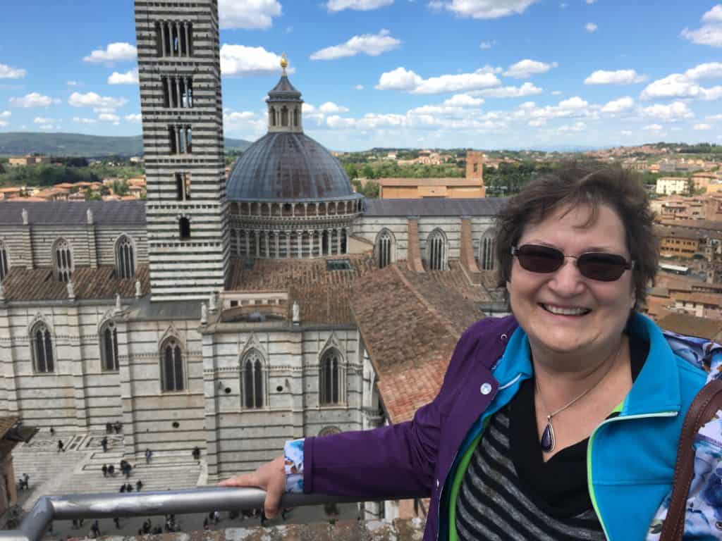 Carol Cram overlooking the Duomo in Siena