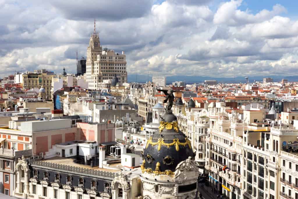 Panoramic aerial view over Madrid, Spain