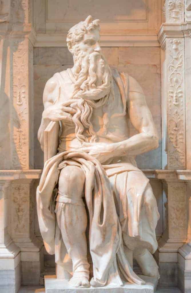 Marble statue of Moses sculpted by Michelangelo in the San Pietro in Vincoli church in Rome