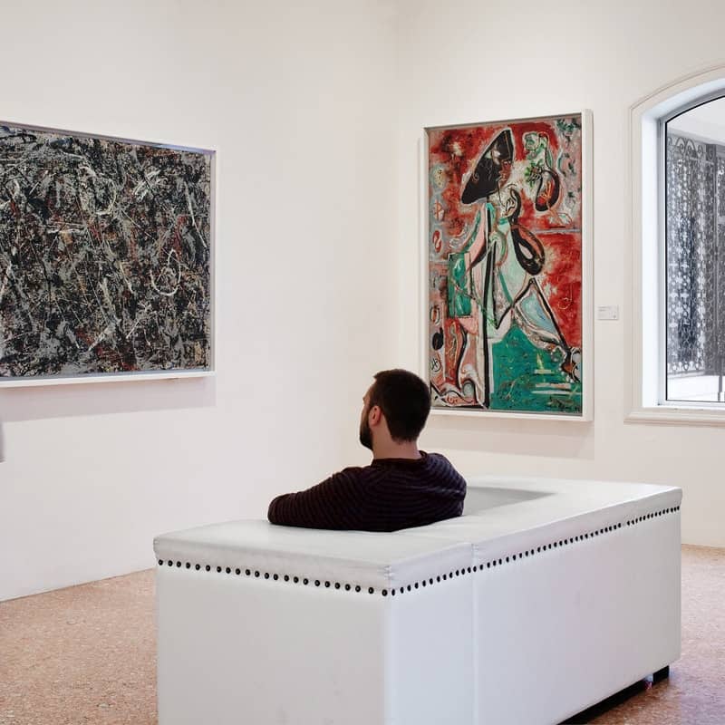 Peggy Guggenheim Venice Art Gallery Person Looking At Jackson Pollock Painting