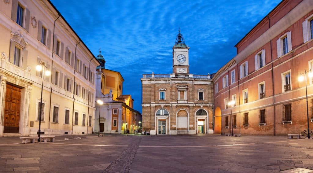 Piazza del Popolo in the evening, Ravenna, Emilia-Romagna, Italy