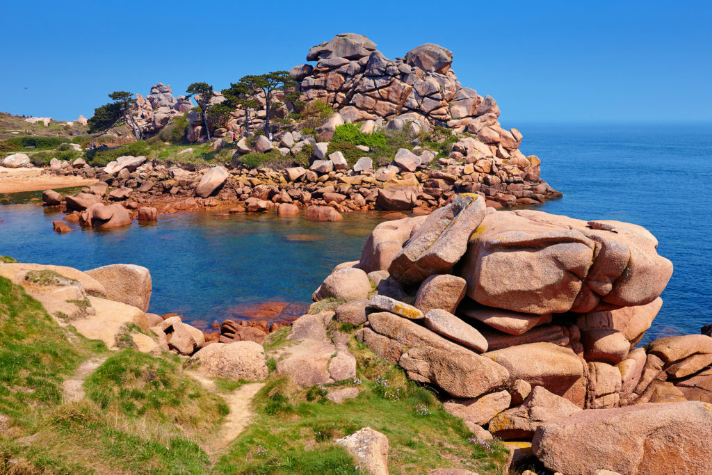 View of the Côte de Granit Rose near  Trégastel in Brittany