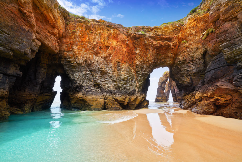 Playa Las Catedrales beach near Ribadeo, Galicia of Lugo, Spai