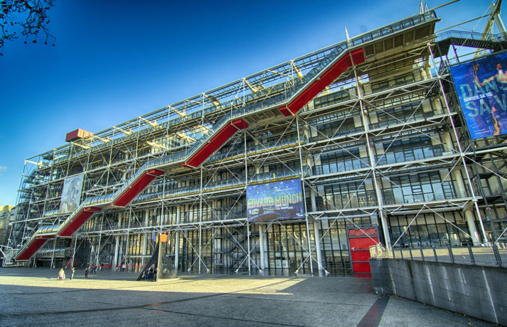 Exterior of the Pompidou Center in Paris, France