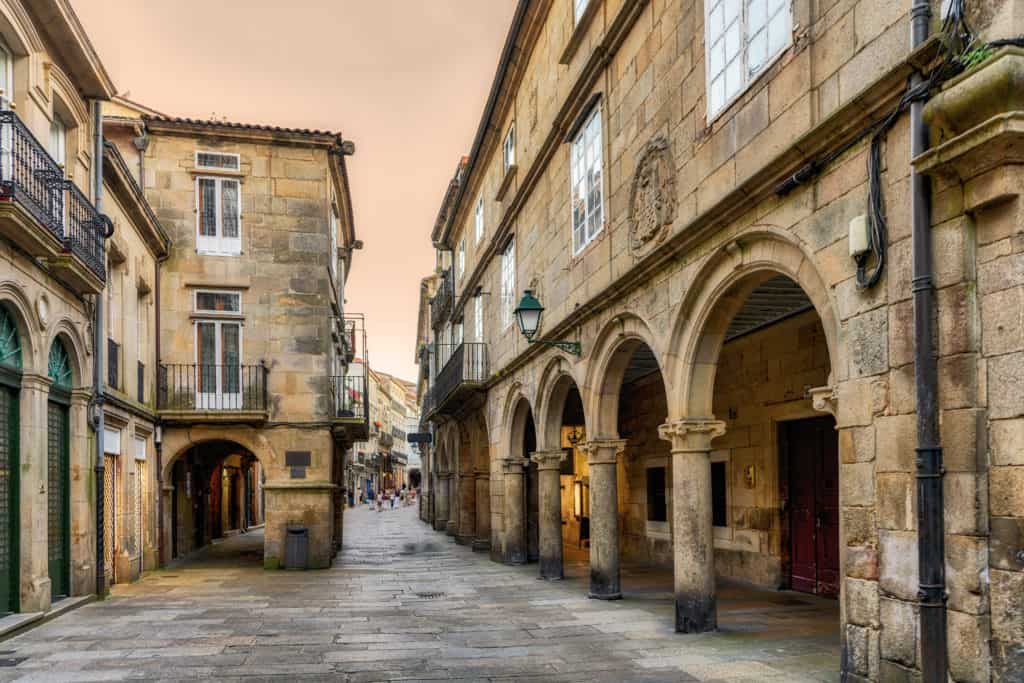 A street in the Old Town in Santiago de Compostela