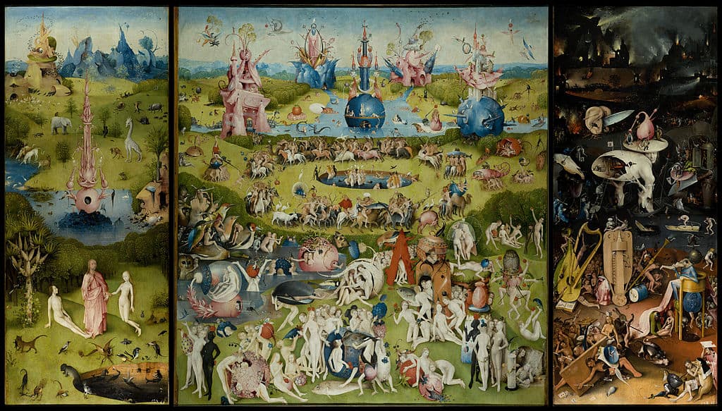  The Garden of Earthly Delights in the Museo del Prado in Madrid,  
by Hieronymus Bosch ,  c. 1495–1505.