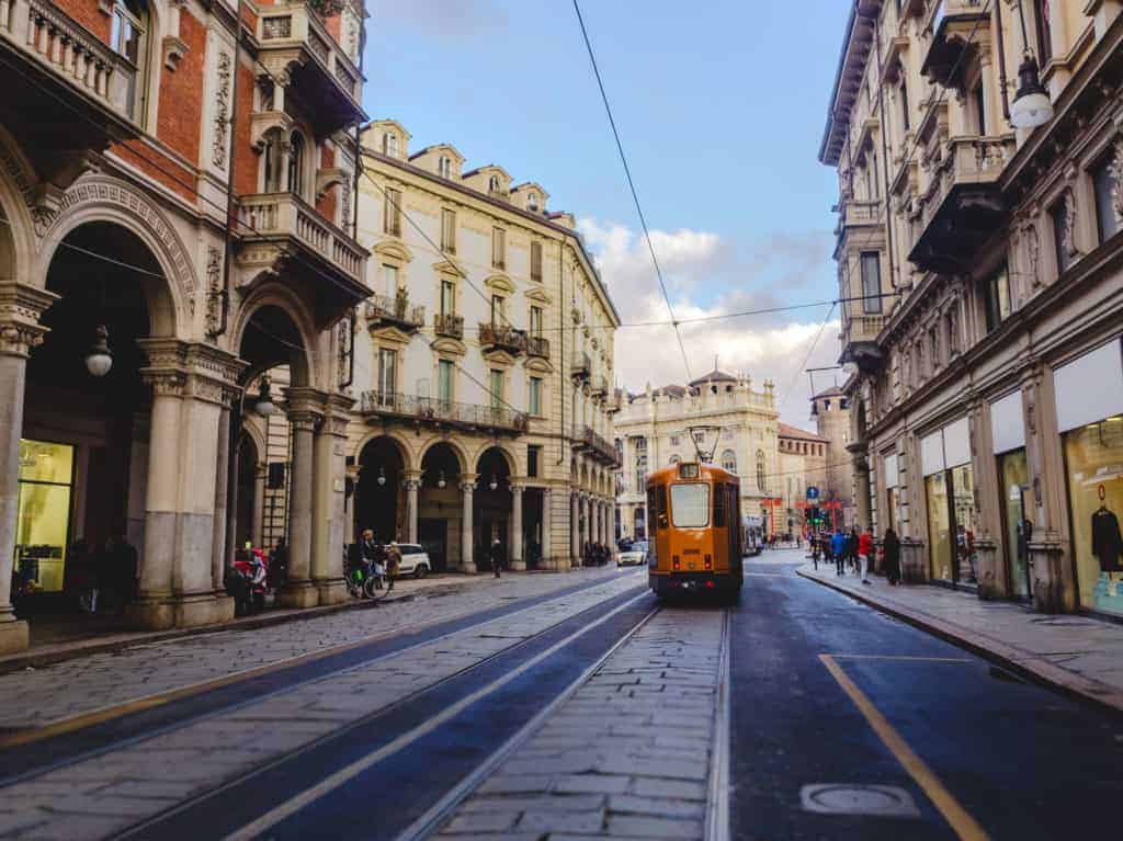 Torino's Piazza Castello with tramway