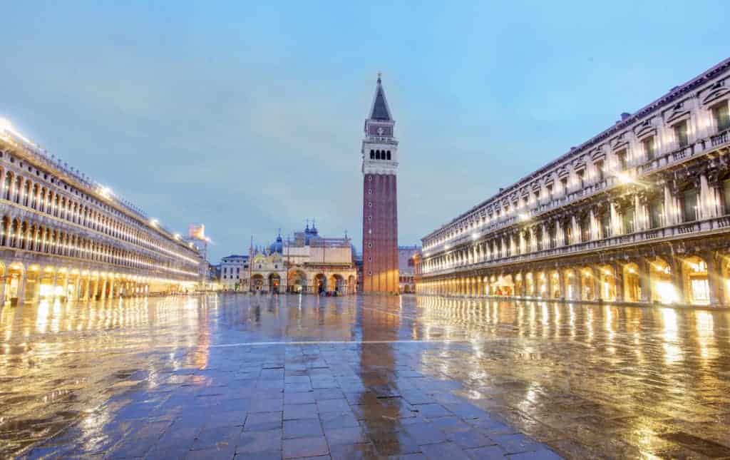 Piazza San Marco on a rainy evening