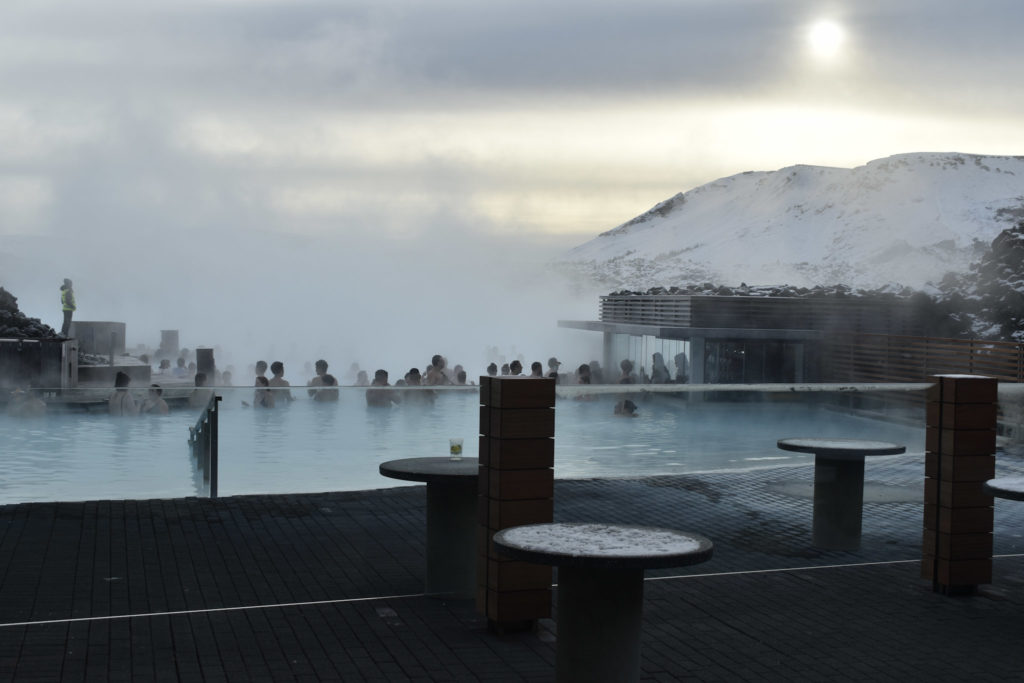 View over the Blue Lagoon at sunrise