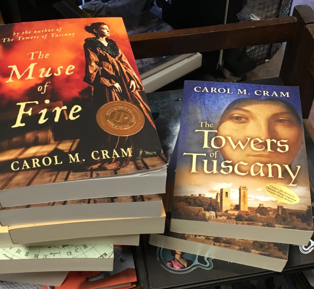 Novels by Carol Cram at a bookstore in Iceland