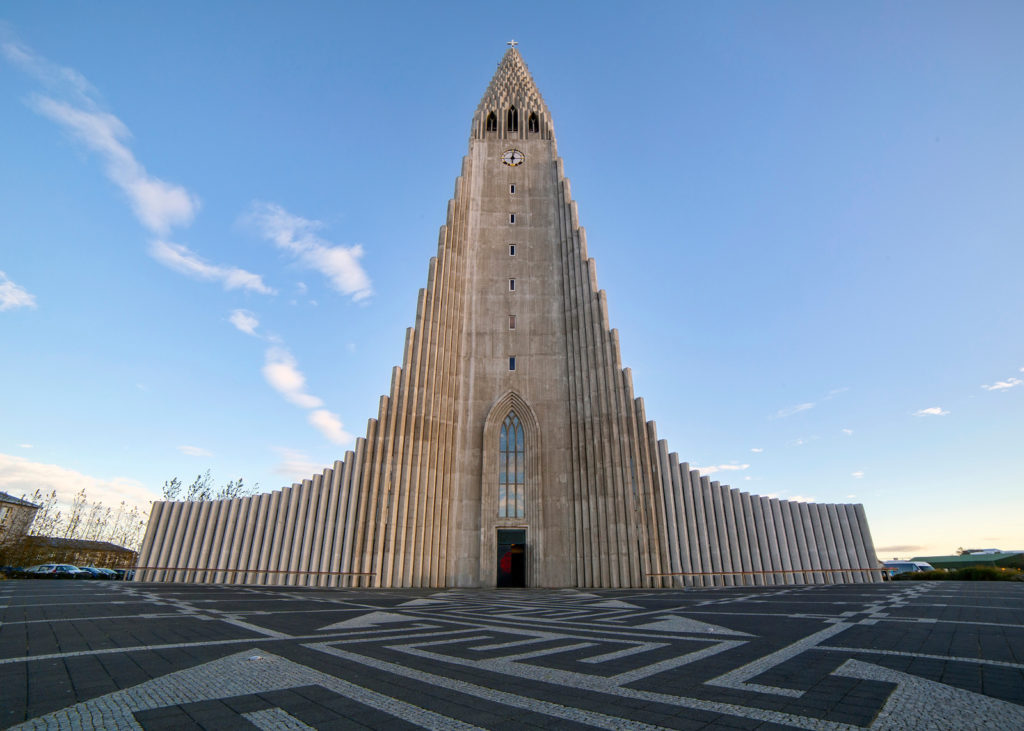 Hallgrimskirkja church, located in Reykjavik, Iceland.