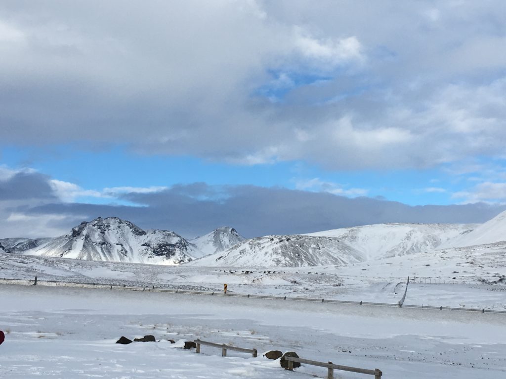 Beautiful snowy landscape in Iceland in February
