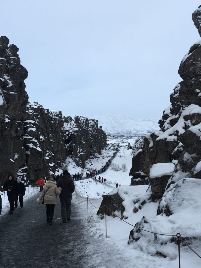 Walking between two continents at Þingvellir National Park