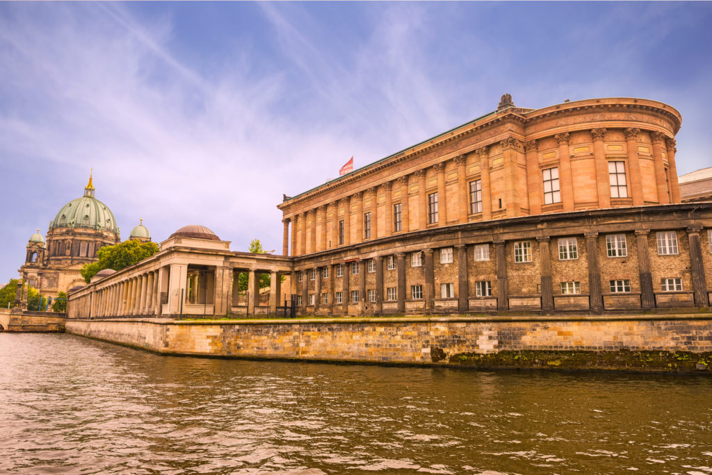 View of Museum island on Spree river in Berlin where the Pergamonmuseum is located