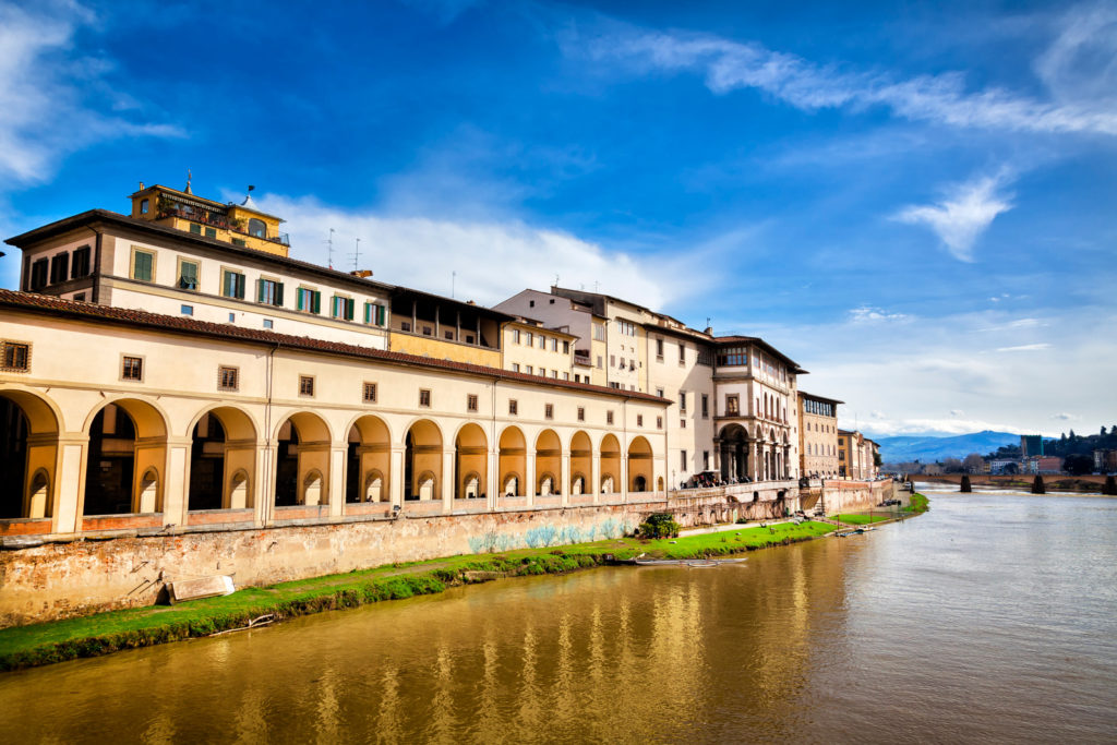 View of Uffizi Gallery from Ponte Vecchio, Florence, Italy. Check out their collection online.