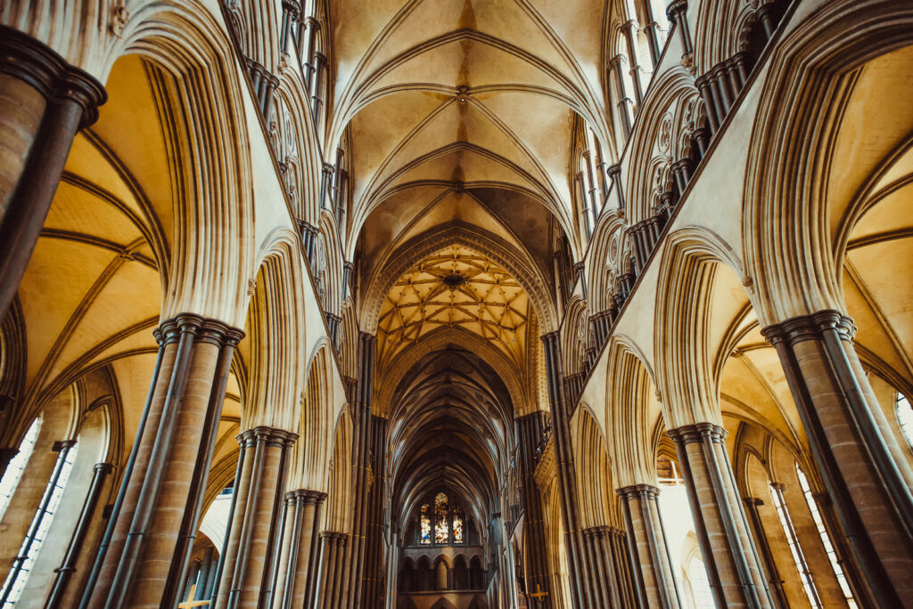 Celling inside the Salisbury Cathedral, England