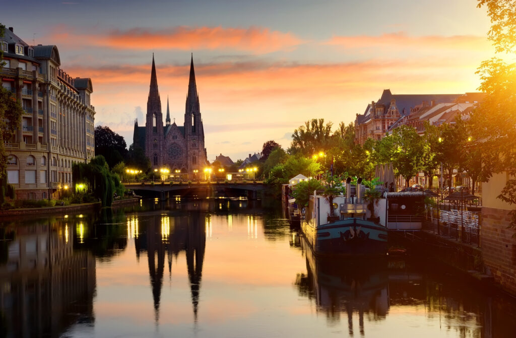 Strasbourg Cathedral at sunrise, France