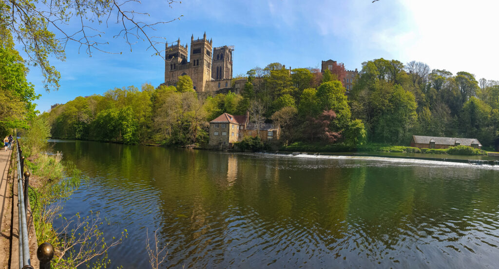 Durham Cathedral and River Wear in Spring in Durham, United Kingdom