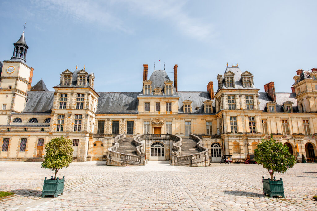 View on the palace of Fontainebleau with White Horse court