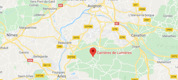 Map showing location of Carrières de Lumières near Les-Baux-de-Provence