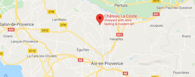 Map showing the location of Château La Coste north of Aix-en-Provence