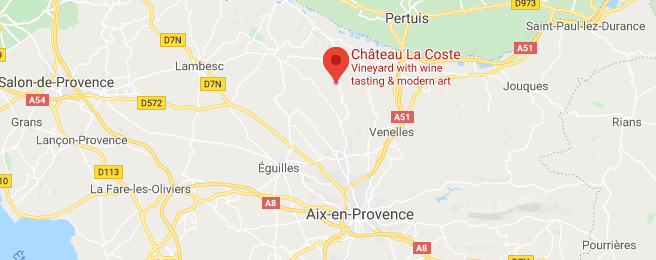 Map showing the location of Château La Coste north of Aix-en-Provence