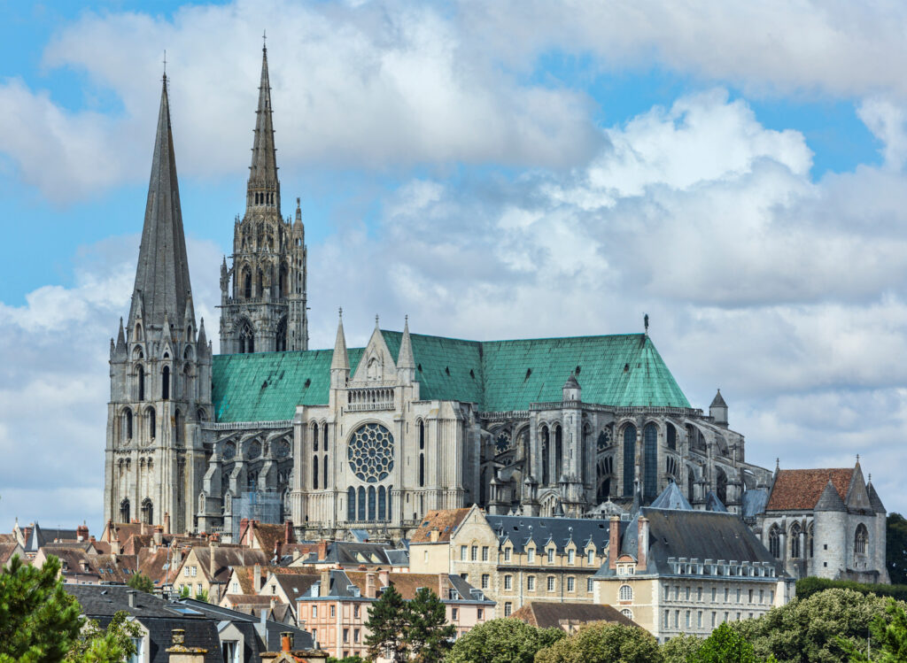 The south view of Cathedral of Our Lady of Chartres, France.