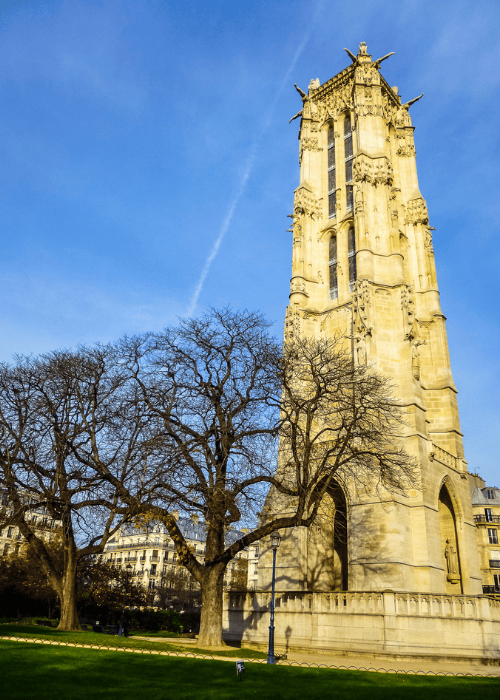 The Tour Saint Jacques near the Marais district of Paris in the 4th arrondisement