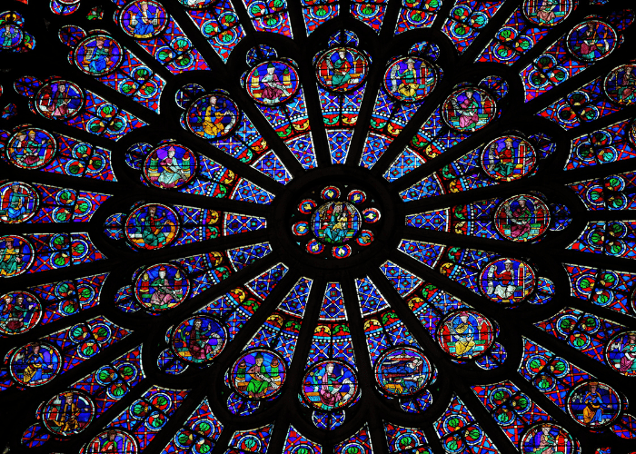 The Rose Window in Notre Dame Cathedral in Paris, France