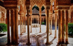 Courtyard in the Alhambra in Spain