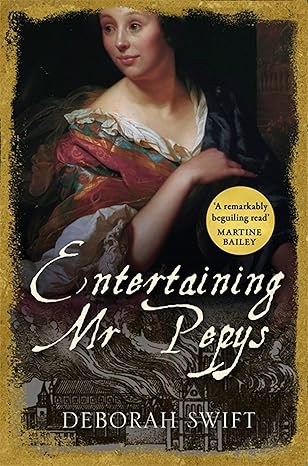 A rich, baroque book cover featuring a historical portrait of a woman in a lavish dress, with the title and author's name elegantly styled.