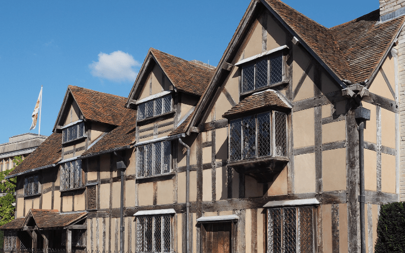 Exterior of Shakespeare's home in Stratford-upon-Avon in England