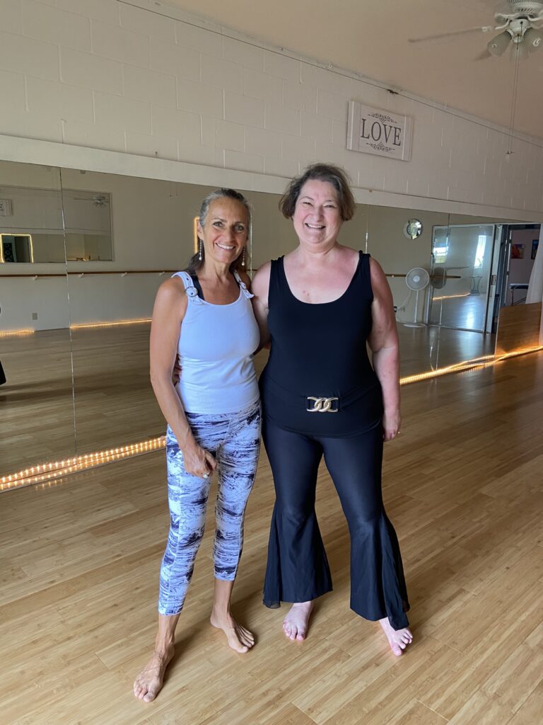 The author, Carol Cram, pictured next to Nia teacher Isabelle Fisher before a Nia class in Kauai.