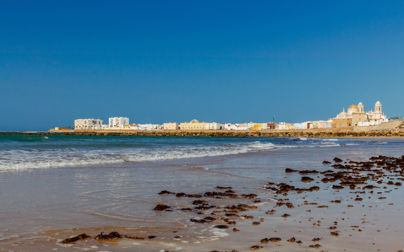 View of the beach at Cadiz, a great place to chill while touring Andalusia